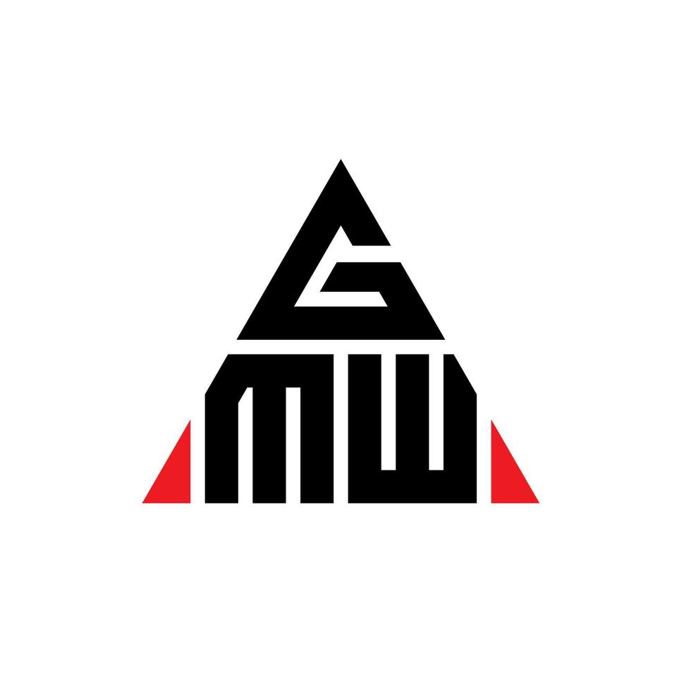GMW triangle letter logo design with triangle shape. GMW triangle logo design monogram. GMW triangle vector logo template with red color. GMW triangular logo Simple, Elegant, and Luxurious Logo.