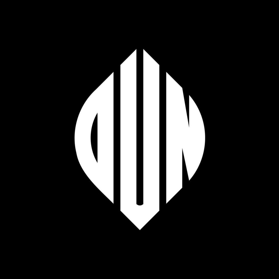 OUN circle letter logo design with circle and ellipse shape. OUN ellipse letters with typographic style. The three initials form a circle logo. OUN Circle Emblem Abstract Monogram Letter Mark Vector. vector