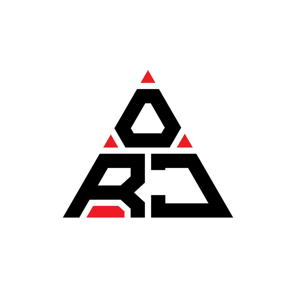 diseño de logotipo de letra triangular orj con forma de triángulo. monograma de diseño del logotipo del triángulo orj. plantilla de logotipo de vector de triángulo orj con color rojo. logotipo triangular orj logotipo simple, elegante y lujoso.