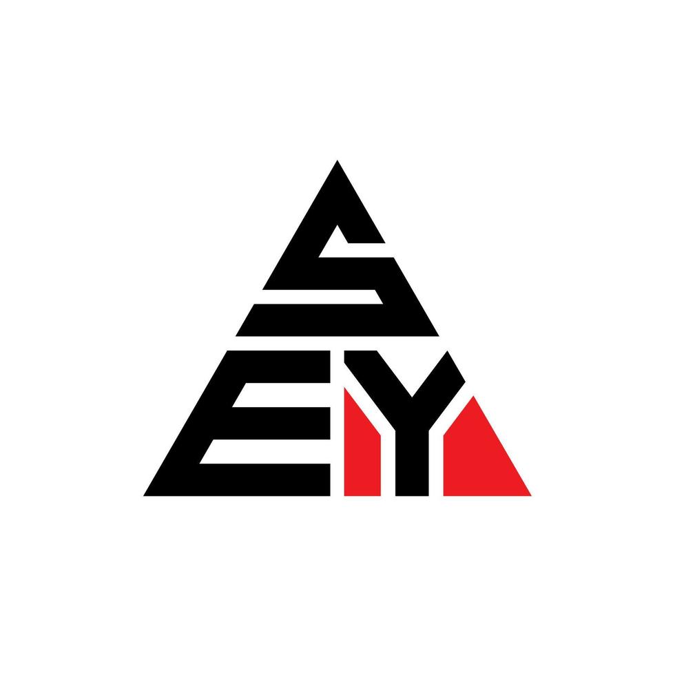 SEY triangle letter logo design with triangle shape. SEY triangle logo design monogram. SEY triangle vector logo template with red color. SEY triangular logo Simple, Elegant, and Luxurious Logo.