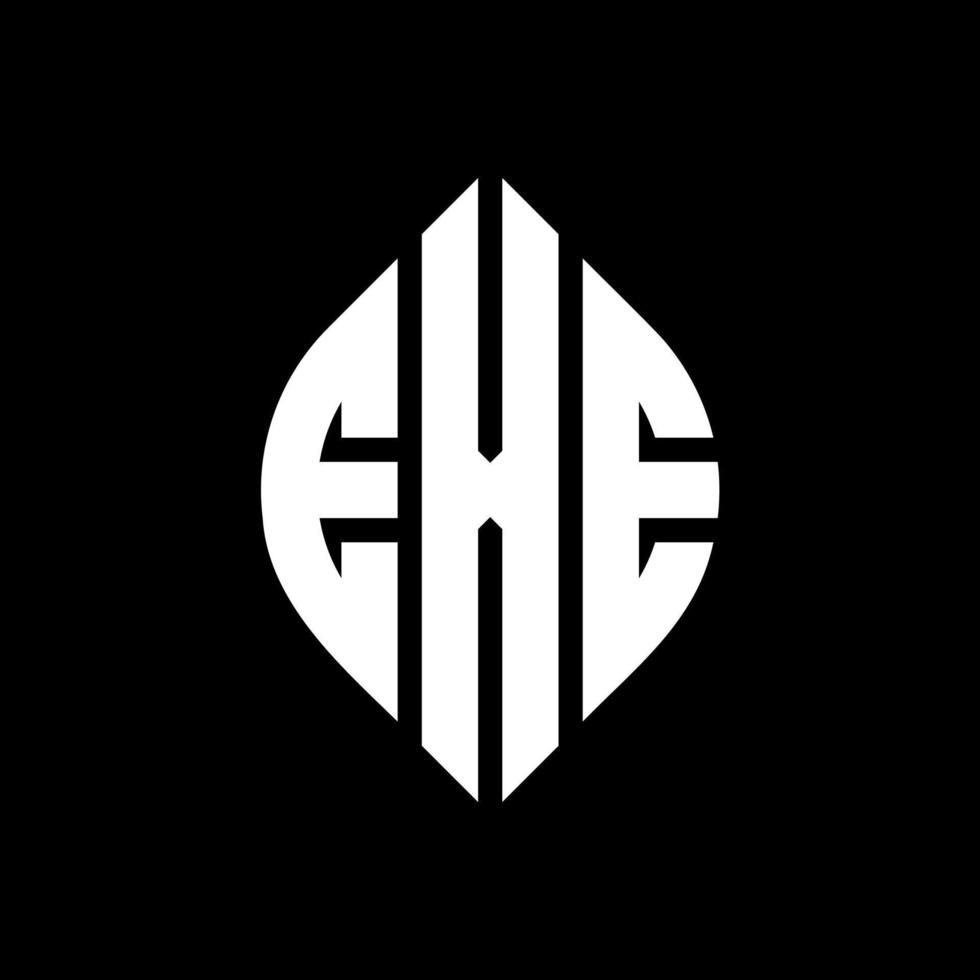 EXE circle letter logo design with circle and ellipse shape. EXE ellipse letters with typographic style. The three initials form a circle logo. EXE Circle Emblem Abstract Monogram Letter Mark Vector. vector
