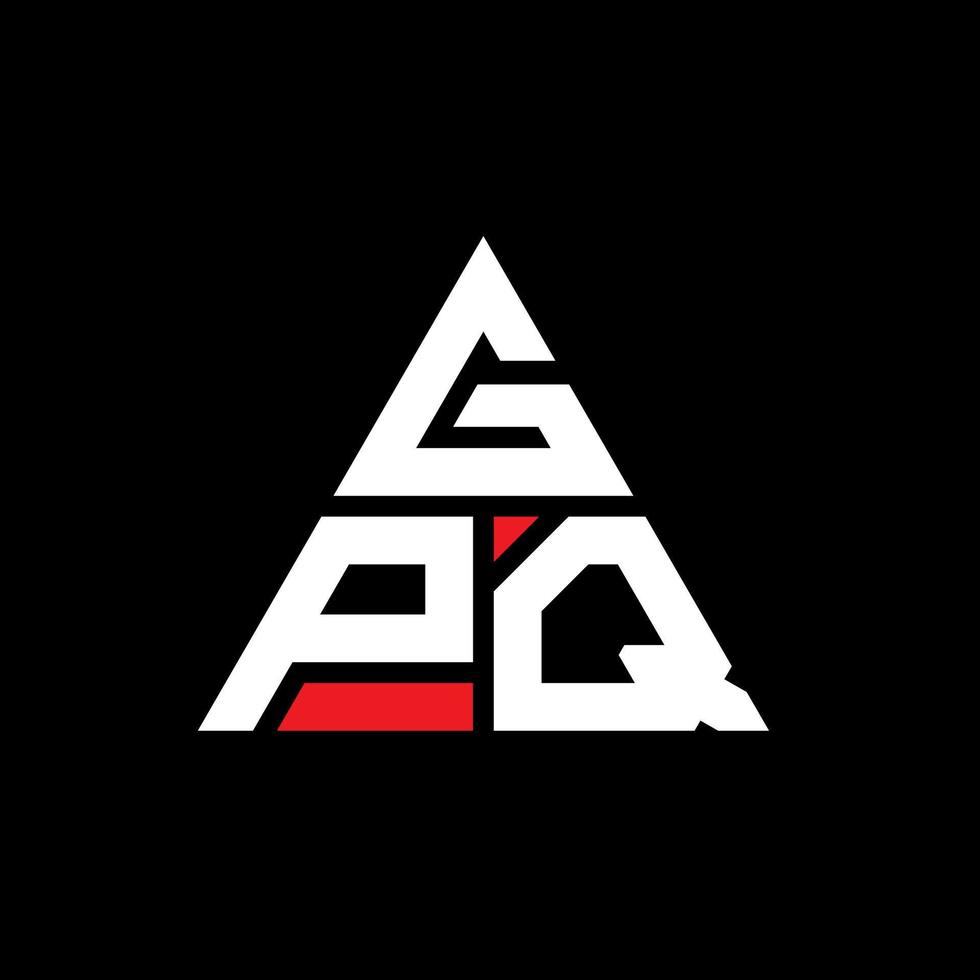 GPQ triangle letter logo design with triangle shape. GPQ triangle logo design monogram. GPQ triangle vector logo template with red color. GPQ triangular logo Simple, Elegant, and Luxurious Logo.