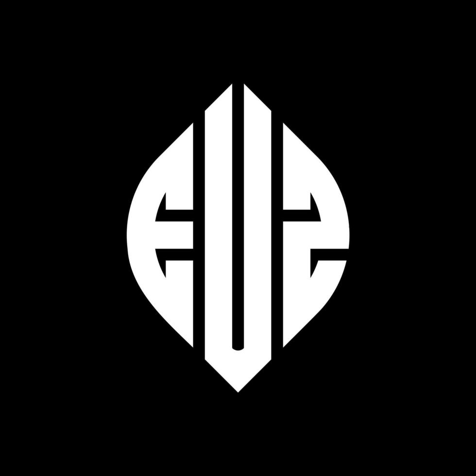 EUZ circle letter logo design with circle and ellipse shape. EUZ ellipse letters with typographic style. The three initials form a circle logo. EUZ Circle Emblem Abstract Monogram Letter Mark Vector. vector