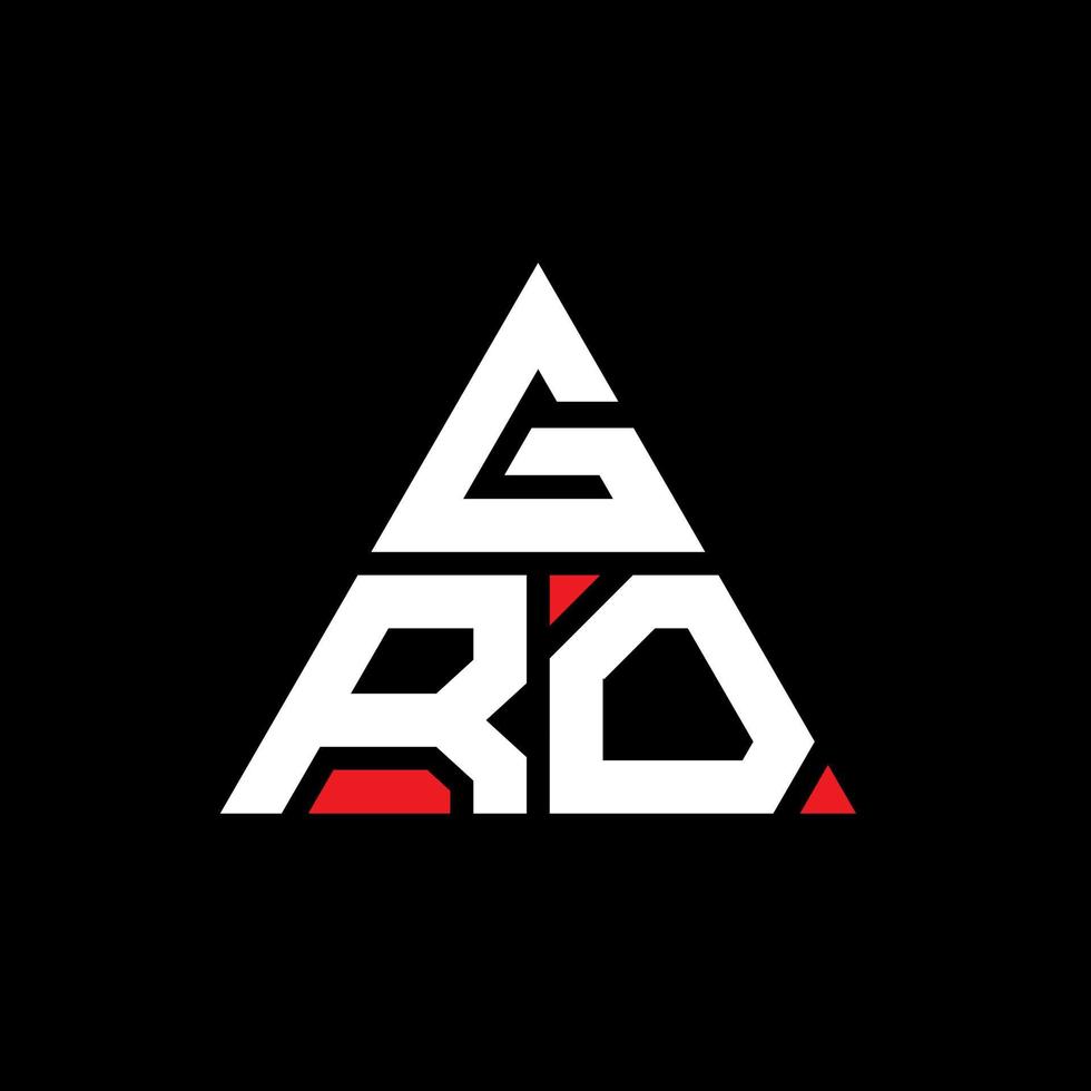 GRO triangle letter logo design with triangle shape. GRO triangle logo design monogram. GRO triangle vector logo template with red color. GRO triangular logo Simple, Elegant, and Luxurious Logo.
