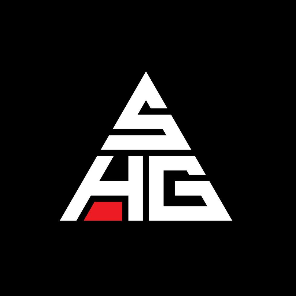 SHG triangle letter logo design with triangle shape. SHG triangle logo design monogram. SHG triangle vector logo template with red color. SHG triangular logo Simple, Elegant, and Luxurious Logo.