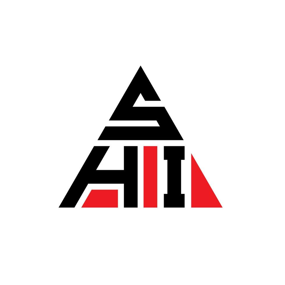 SHI triangle letter logo design with triangle shape. SHI triangle logo design monogram. SHI triangle vector logo template with red color. SHI triangular logo Simple, Elegant, and Luxurious Logo.
