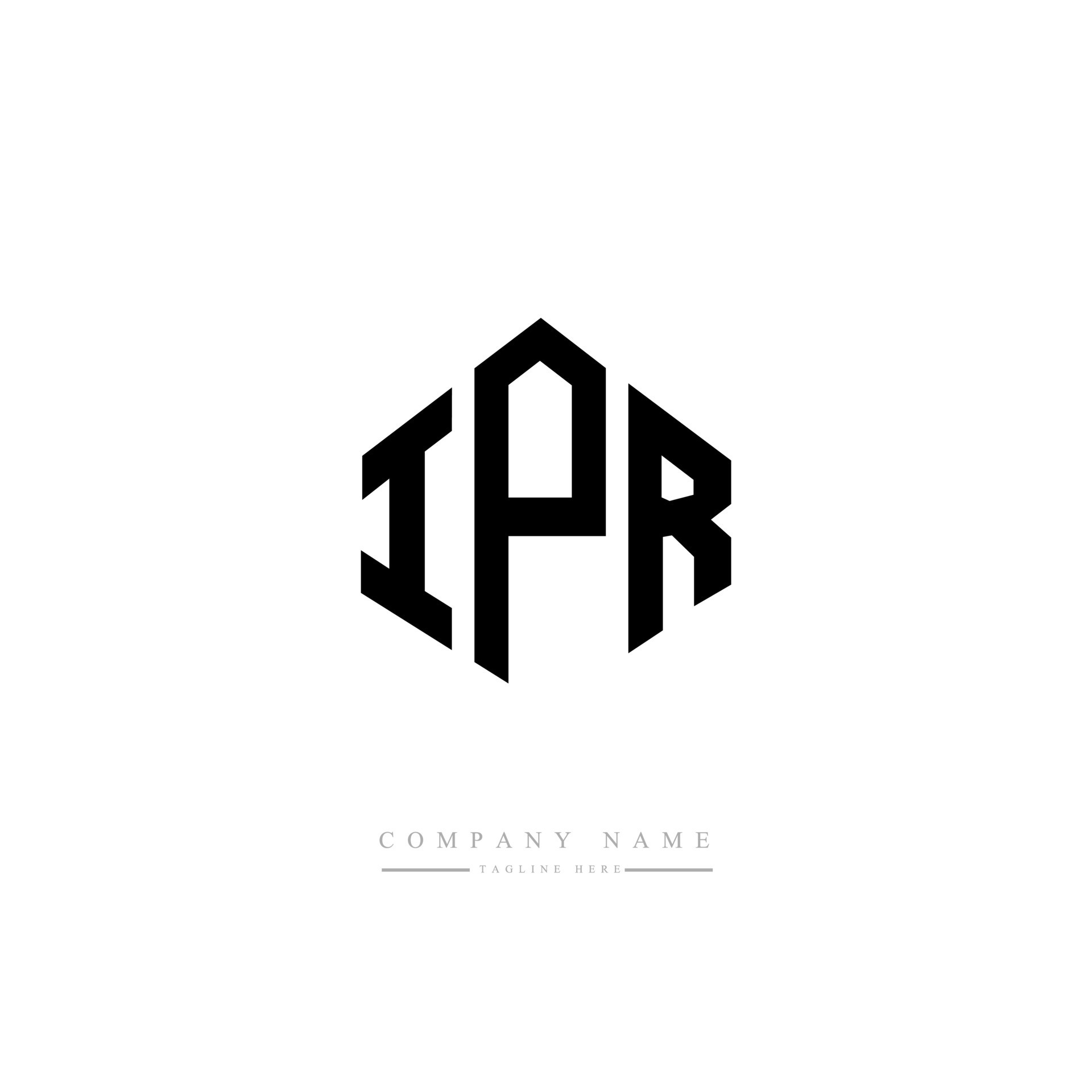 IPR letter logo design with polygon shape. IPR polygon and cube shape