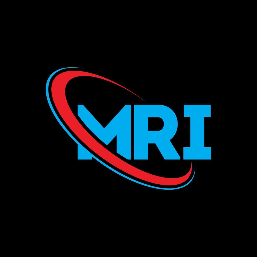 logotipo de resonancia magnética. mri carta. diseño del logotipo de la letra mri. logotipo de mri de iniciales vinculado con círculo y logotipo de monograma en mayúsculas. tipografía mri para tecnología, negocios y marca inmobiliaria. vector