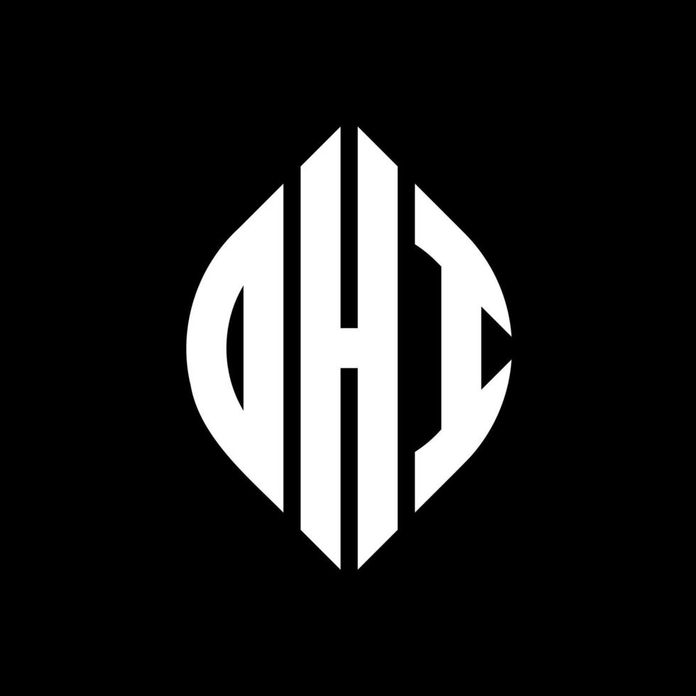 OHI circle letter logo design with circle and ellipse shape. OHI ellipse letters with typographic style. The three initials form a circle logo. OHI Circle Emblem Abstract Monogram Letter Mark Vector. vector