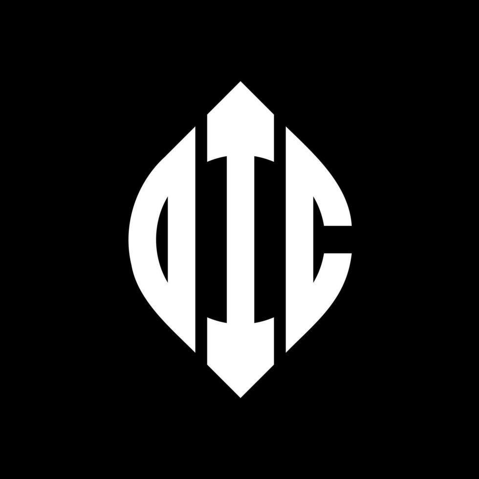 OIC circle letter logo design with circle and ellipse shape. OIC ellipse letters with typographic style. The three initials form a circle logo. OIC Circle Emblem Abstract Monogram Letter Mark Vector. vector