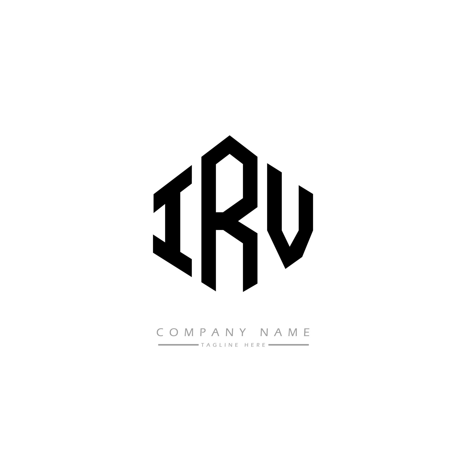 diseño de logotipo de letra irv con forma de polígono. diseño de