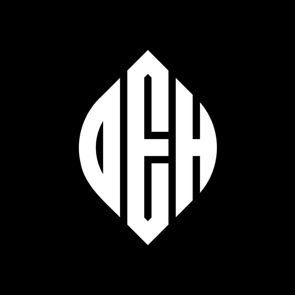 OEH circle letter logo design with circle and ellipse shape. OEH ellipse letters with typographic style. The three initials form a circle logo. OEH Circle Emblem Abstract Monogram Letter Mark Vector. vector