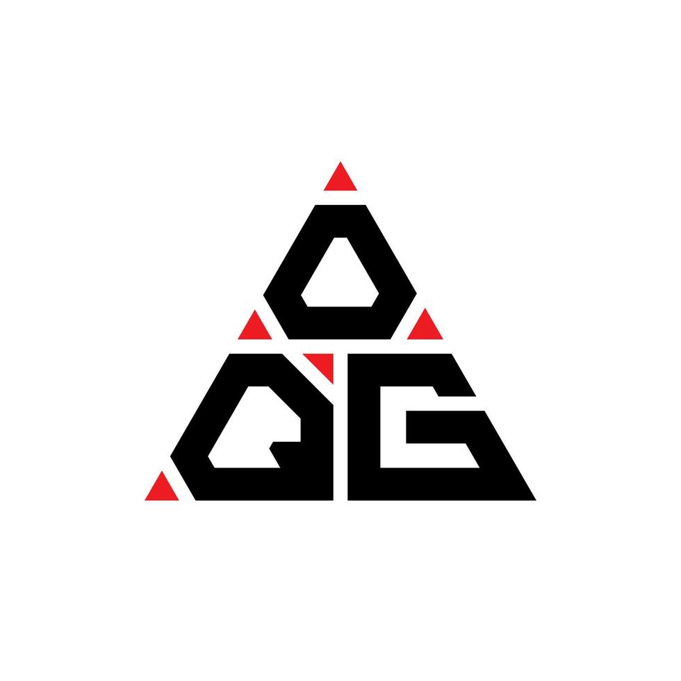 OQG triangle letter logo design with triangle shape. OQG triangle logo design monogram. OQG triangle vector logo template with red color. OQG triangular logo Simple, Elegant, and Luxurious Logo.
