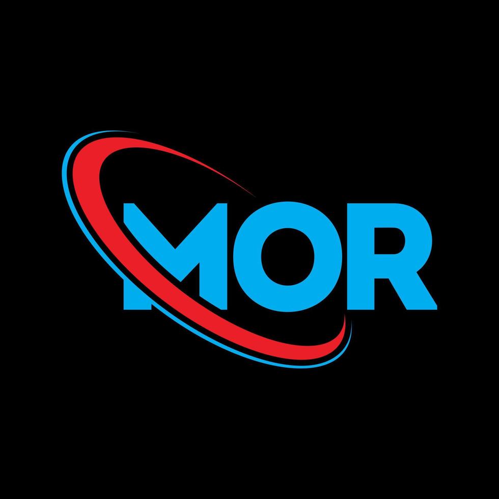 logotipo de mor. más carta. diseño del logotipo de la letra mor. logotipo de iniciales mor vinculado con círculo y logotipo de monograma en mayúsculas. tipografía mor para tecnología, negocios y marca inmobiliaria. vector