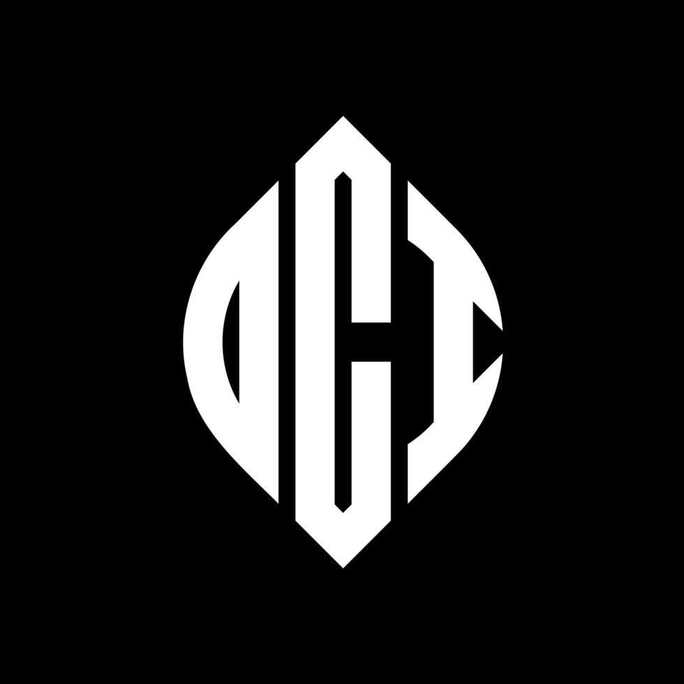 OCI circle letter logo design with circle and ellipse shape. OCI ellipse letters with typographic style. The three initials form a circle logo. OCI Circle Emblem Abstract Monogram Letter Mark Vector. vector
