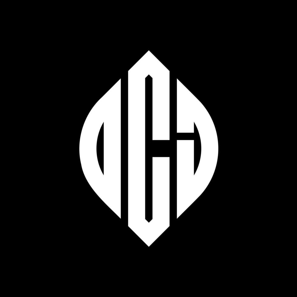 OCJ circle letter logo design with circle and ellipse shape. OCJ ellipse letters with typographic style. The three initials form a circle logo. OCJ Circle Emblem Abstract Monogram Letter Mark Vector. vector