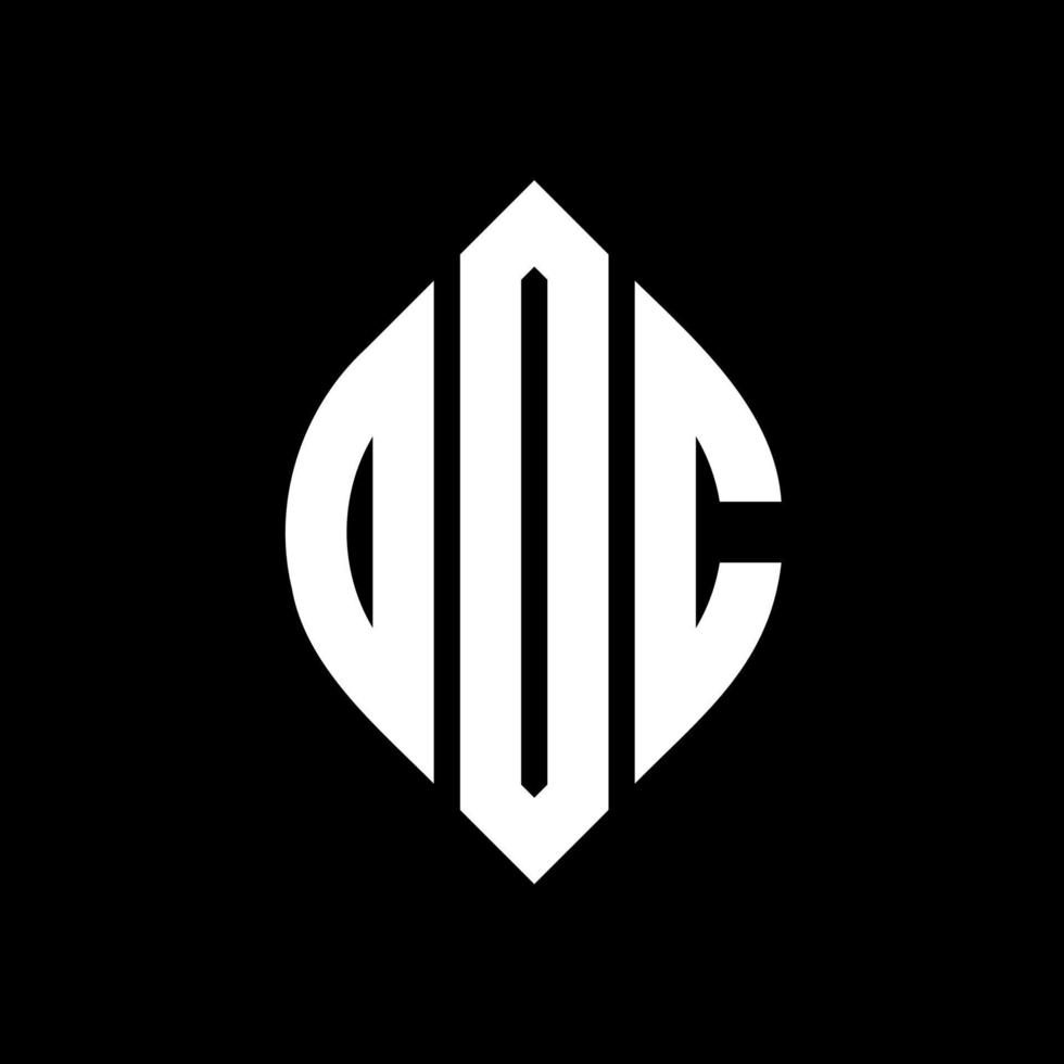 ODC circle letter logo design with circle and ellipse shape. ODC ellipse letters with typographic style. The three initials form a circle logo. ODC Circle Emblem Abstract Monogram Letter Mark Vector. vector