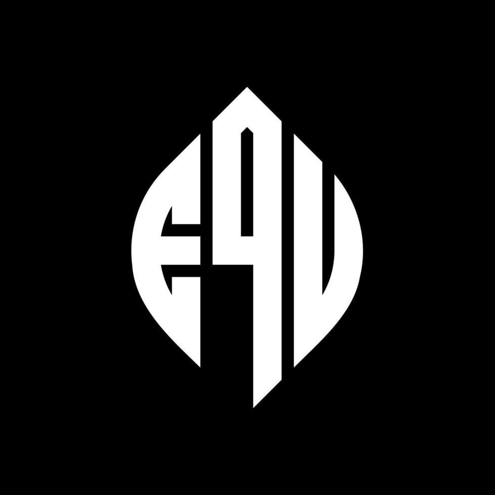 EQU circle letter logo design with circle and ellipse shape. EQU ellipse letters with typographic style. The three initials form a circle logo. EQU Circle Emblem Abstract Monogram Letter Mark Vector. vector