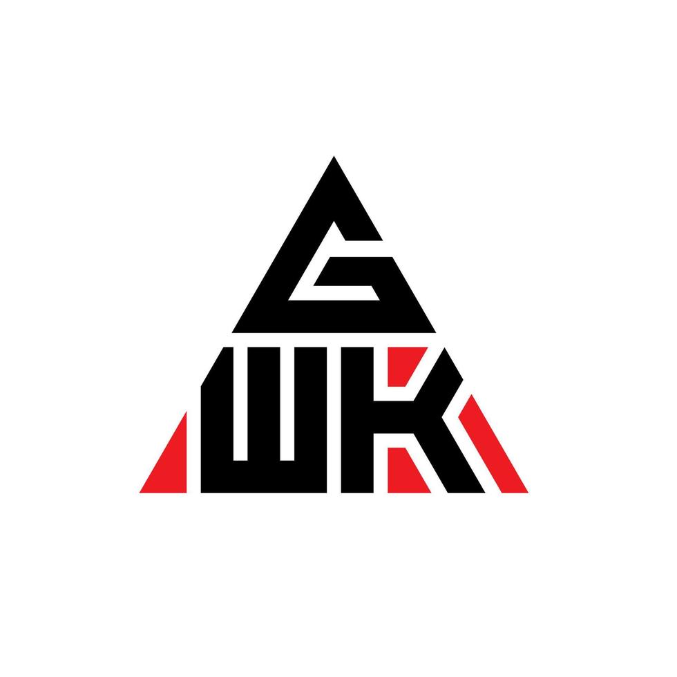 GWK triangle letter logo design with triangle shape. GWK triangle logo design monogram. GWK triangle vector logo template with red color. GWK triangular logo Simple, Elegant, and Luxurious Logo.
