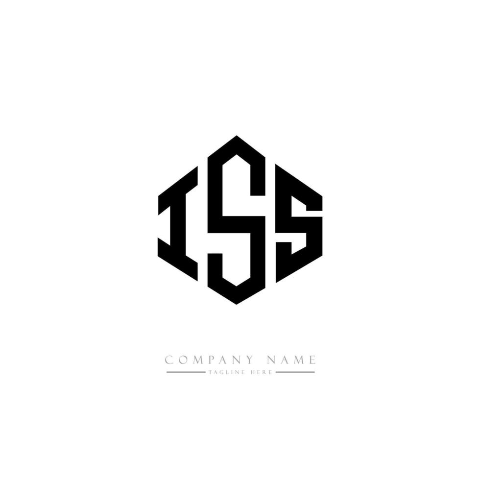 ISS letter logo design with polygon shape. ISS polygon and cube shape logo design. ISS hexagon vector logo template white and black colors. ISS monogram, business and real estate logo.