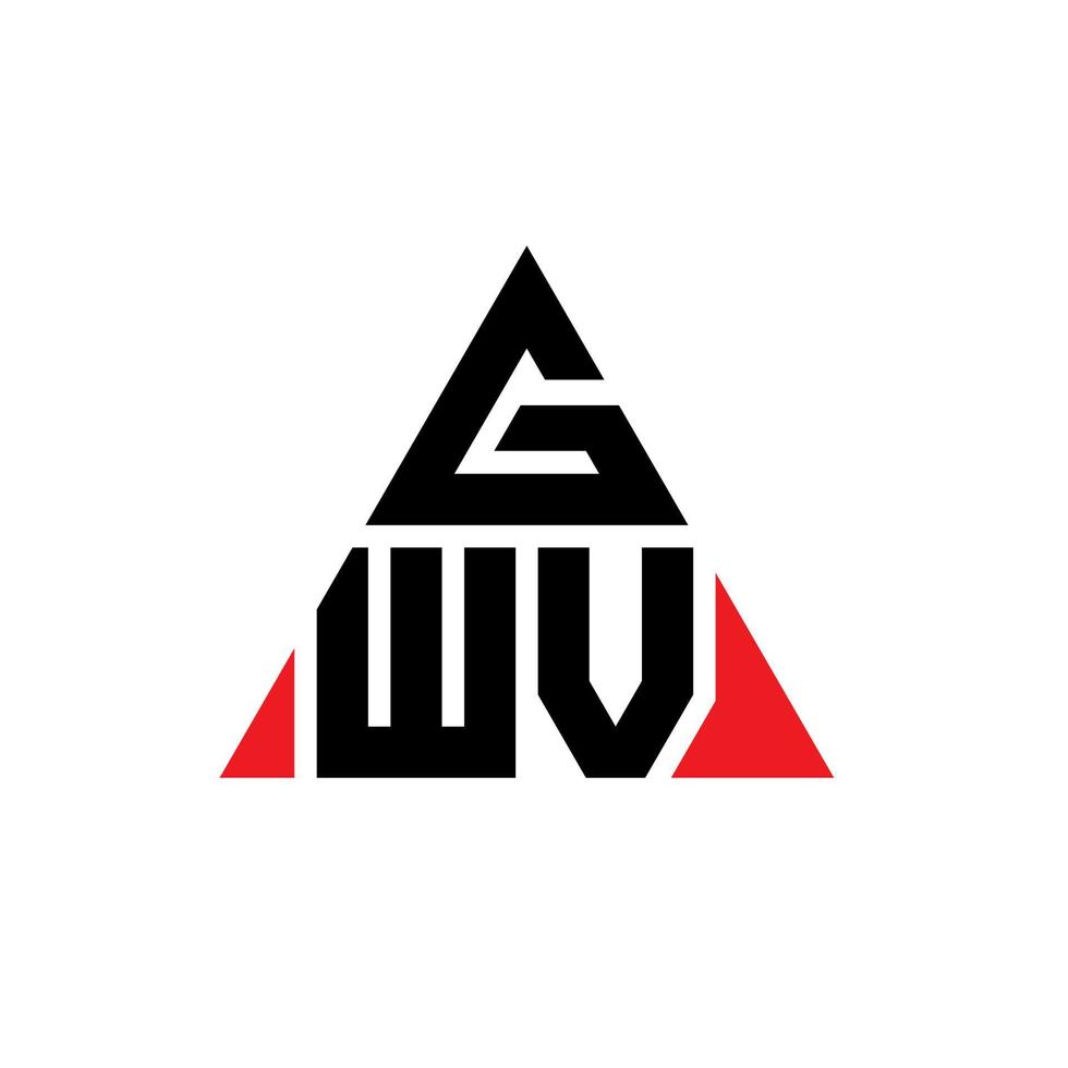 diseño de logotipo de letra triangular gwv con forma de triángulo. monograma de diseño de logotipo de triángulo gwv. plantilla de logotipo de vector de triángulo gwv con color rojo. logotipo triangular gwv logotipo simple, elegante y lujoso.