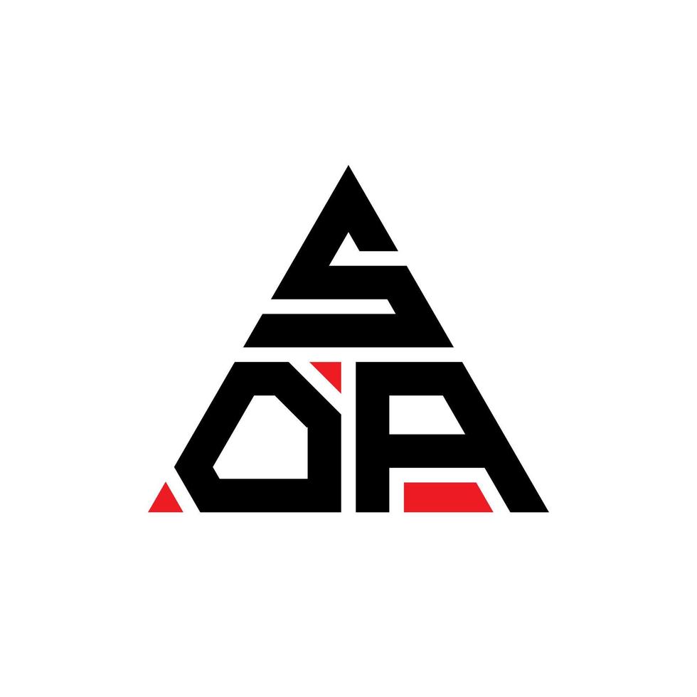 SOA triangle letter logo design with triangle shape. SOA triangle logo design monogram. SOA triangle vector logo template with red color. SOA triangular logo Simple, Elegant, and Luxurious Logo.