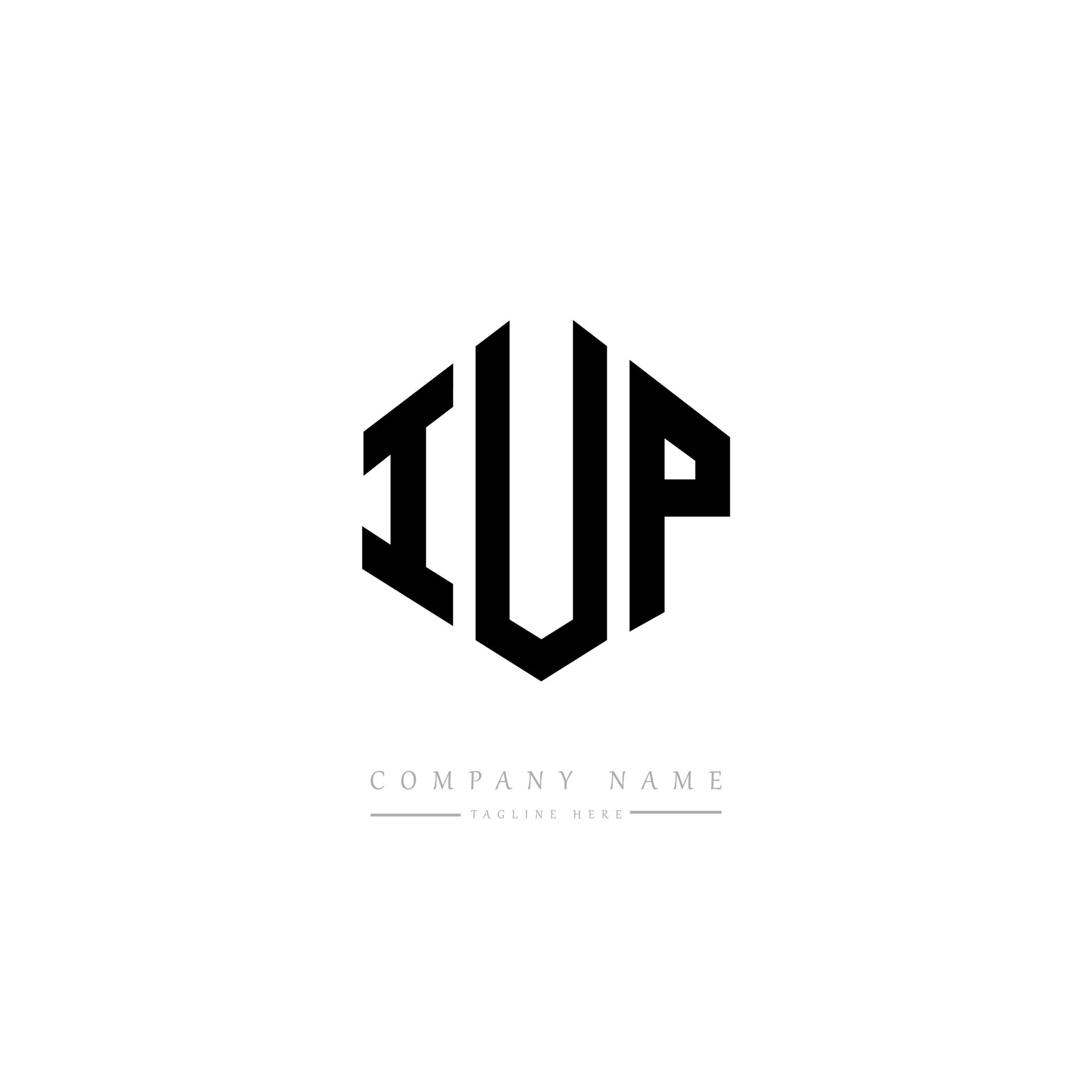diseño de logotipo de letra iup con forma de polígono iup polígono y