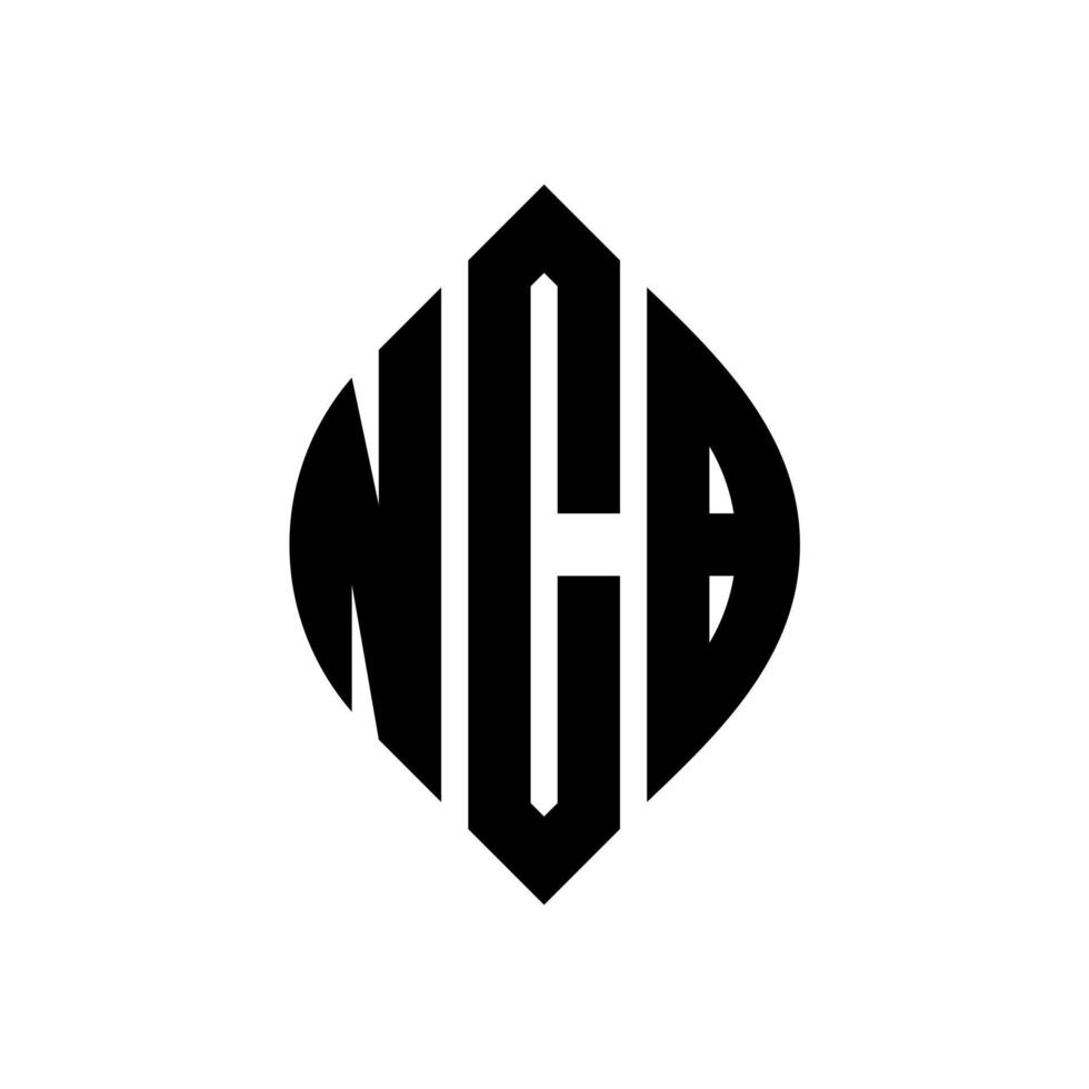 NCB circle letter logo design with circle and ellipse shape. NCB ellipse letters with typographic style. The three initials form a circle logo. NCB Circle Emblem Abstract Monogram Letter Mark Vector. vector