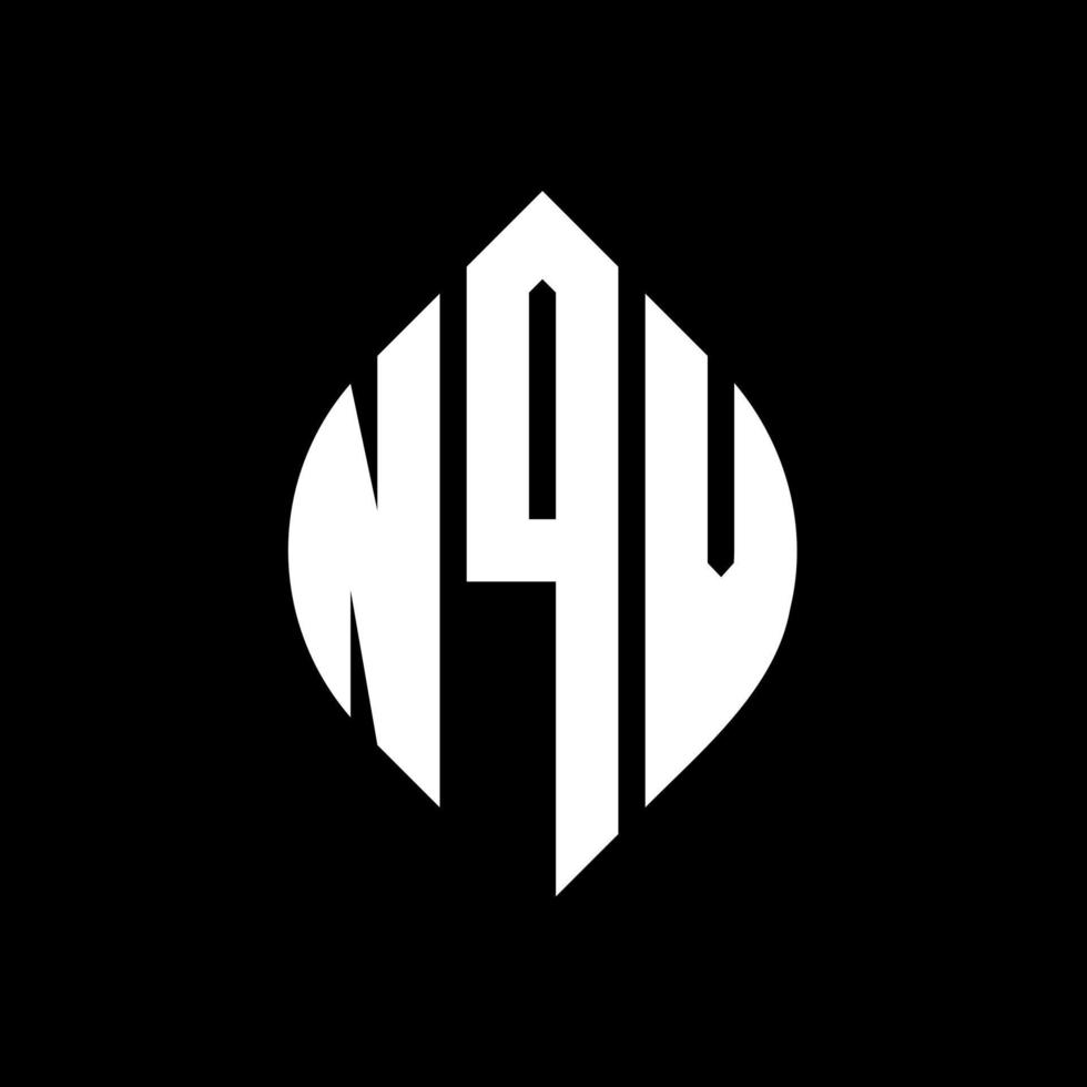 NQV circle letter logo design with circle and ellipse shape. NQV ellipse letters with typographic style. The three initials form a circle logo. NQV Circle Emblem Abstract Monogram Letter Mark Vector. vector