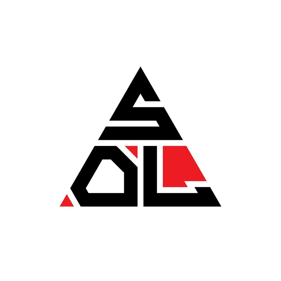 SOL triangle letter logo design with triangle shape. SOL triangle logo design monogram. SOL triangle vector logo template with red color. SOL triangular logo Simple, Elegant, and Luxurious Logo.