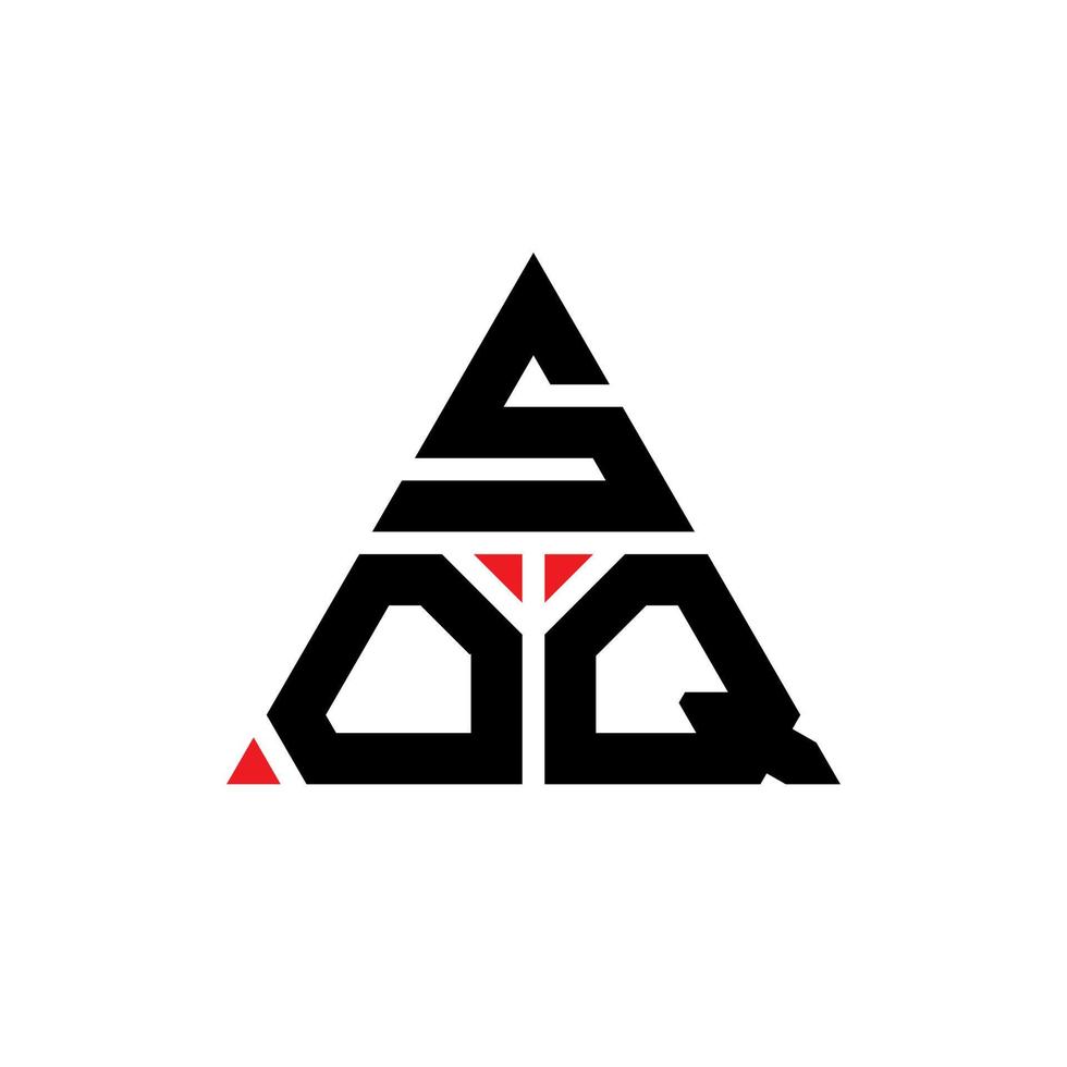 SOQ triangle letter logo design with triangle shape. SOQ triangle logo design monogram. SOQ triangle vector logo template with red color. SOQ triangular logo Simple, Elegant, and Luxurious Logo.