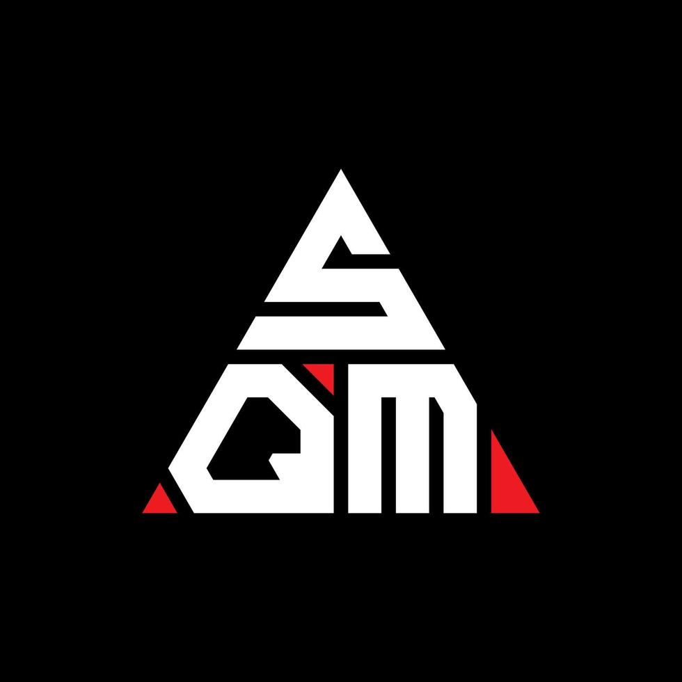 SQM triangle letter logo design with triangle shape. SQM triangle logo design monogram. SQM triangle vector logo template with red color. SQM triangular logo Simple, Elegant, and Luxurious Logo.