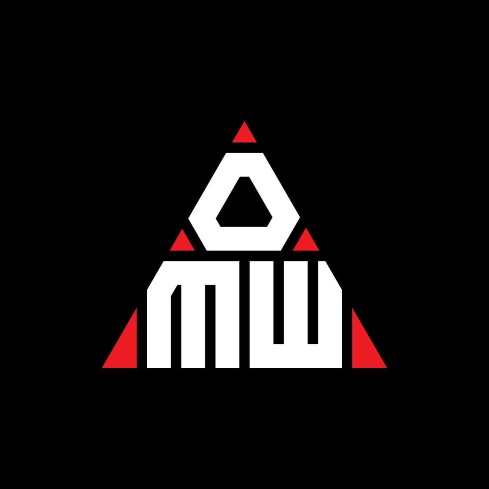 OMW triangle letter logo design with triangle shape. OMW triangle logo design monogram. OMW triangle vector logo template with red color. OMW triangular logo Simple, Elegant, and Luxurious Logo.