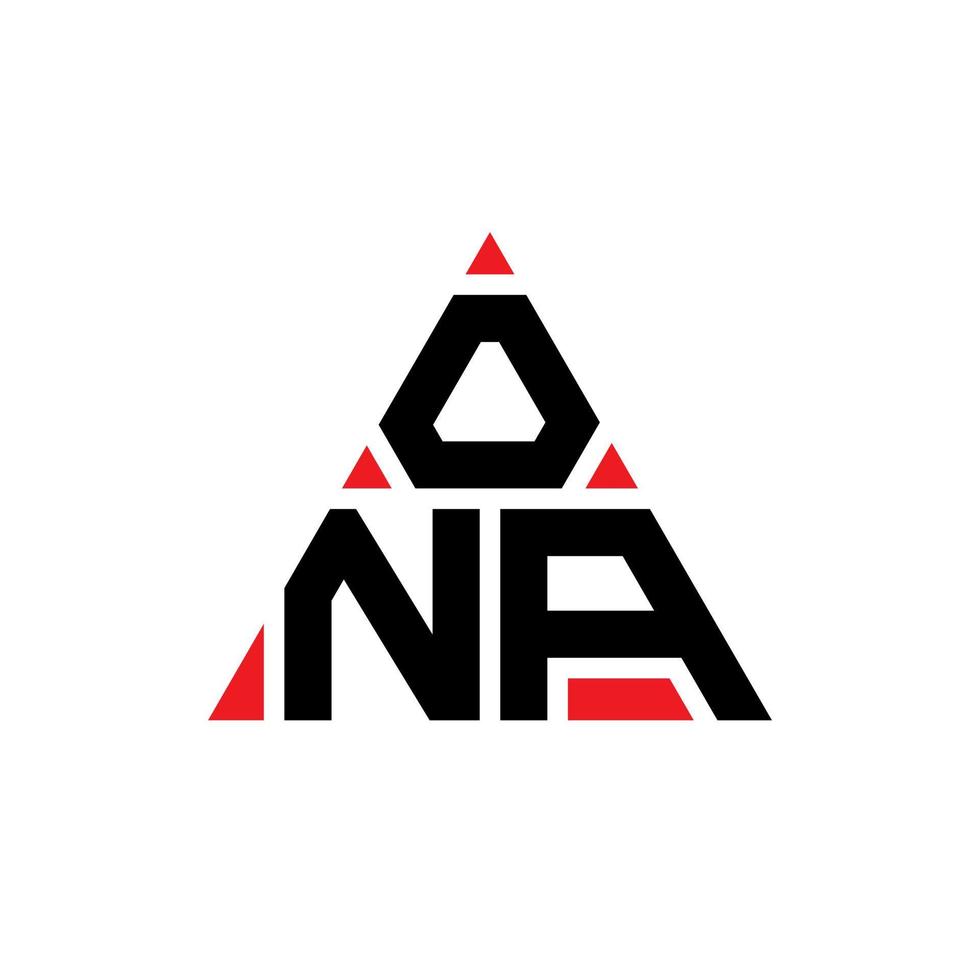 en un diseño de logotipo de letra triangular con forma de triángulo. monograma de diseño del logotipo de un triángulo. en una plantilla de logotipo de vector de triángulo con color rojo. ona logo triangular logo simple, elegante y lujoso.