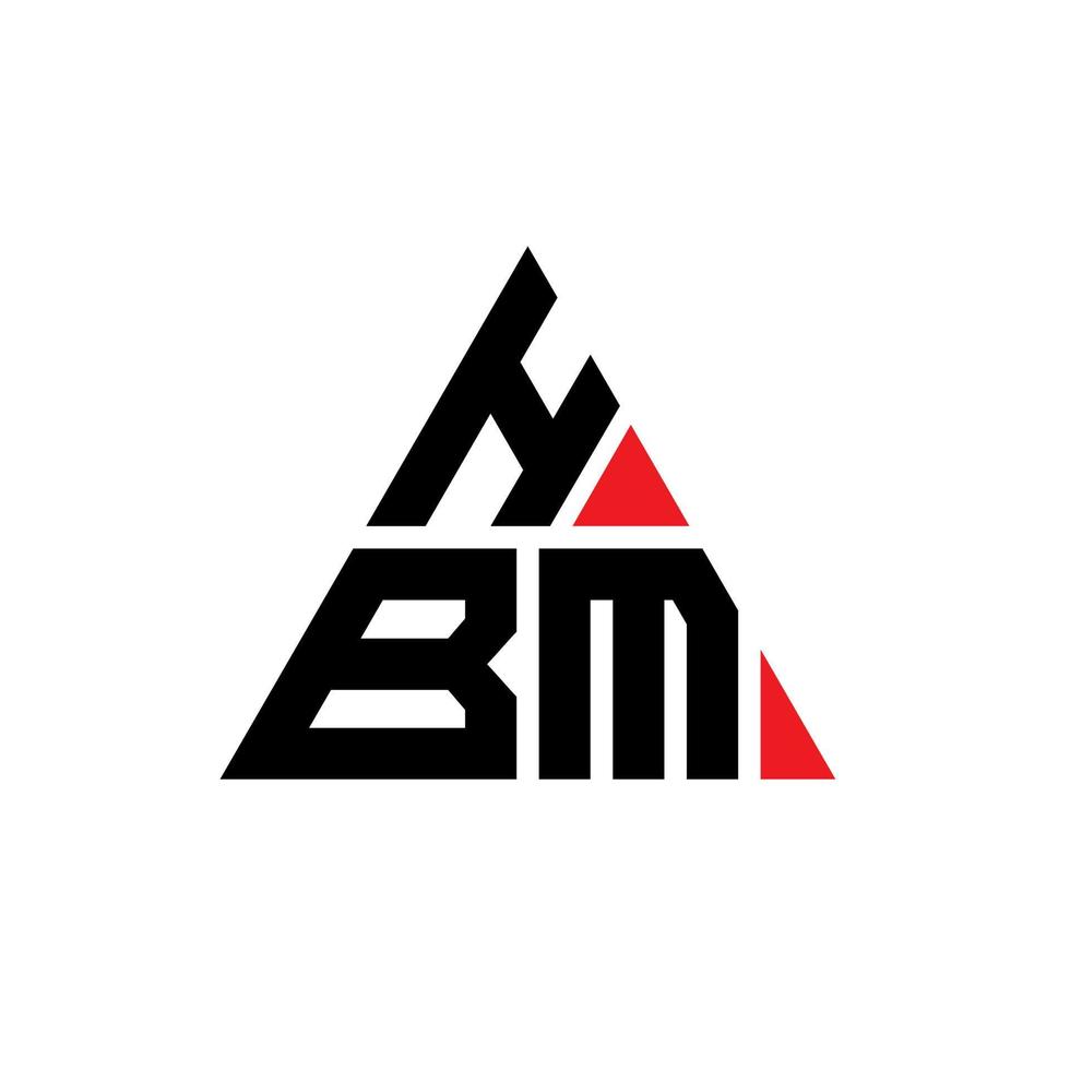 HBM triangle letter logo design with triangle shape. HBM triangle logo design monogram. HBM triangle vector logo template with red color. HBM triangular logo Simple, Elegant, and Luxurious Logo.