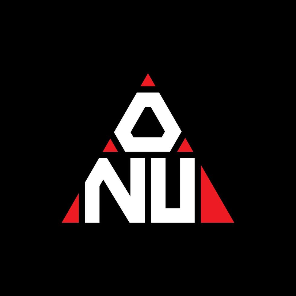 onu diseño de logotipo de letra triangular con forma de triángulo. monograma de diseño del logotipo del triángulo onu. plantilla de logotipo de vector de triángulo onu con color rojo. logotipo triangular onu logotipo simple, elegante y lujoso.