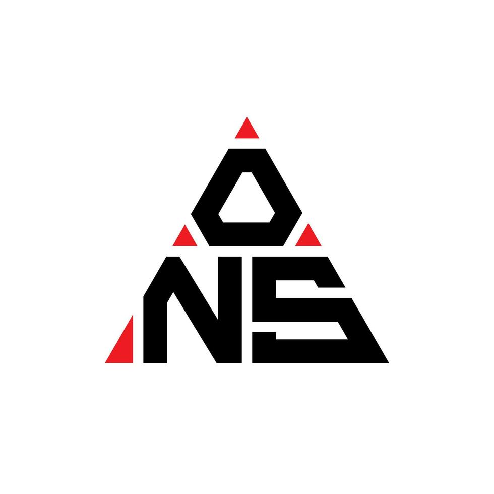 diseño de logotipo de letra triangular con forma de triángulo. monograma de diseño de logotipo de triángulo. Plantilla de logotipo de vector de triángulo ons con color rojo. ons logo triangular logo simple, elegante y lujoso.