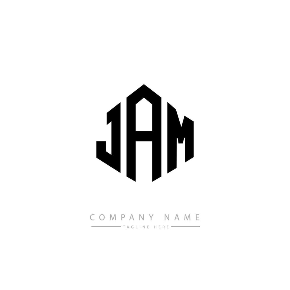 JAM letter logo design with polygon shape. JAM polygon and cube shape logo design. JAM hexagon vector logo template white and black colors. JAM monogram, business and real estate logo.