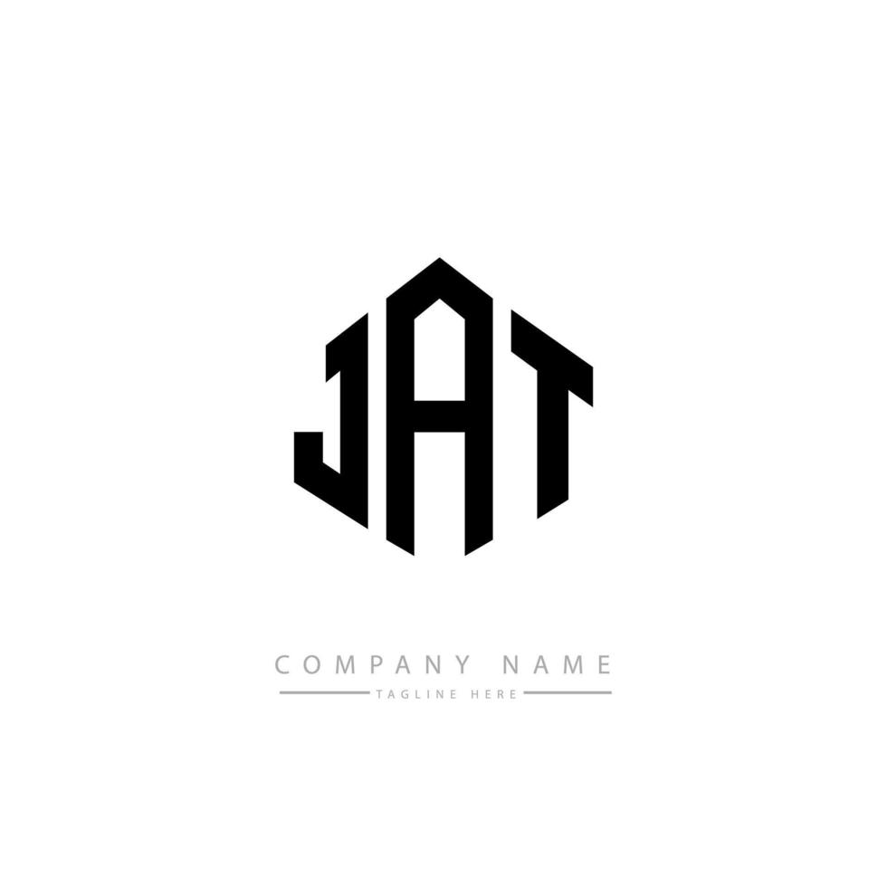 diseño de logotipo de letra jat con forma de polígono. jat polígono y diseño de logotipo en forma de cubo. jat hexagon vector logo plantilla colores blanco y negro. monograma jat, logotipo comercial y inmobiliario.