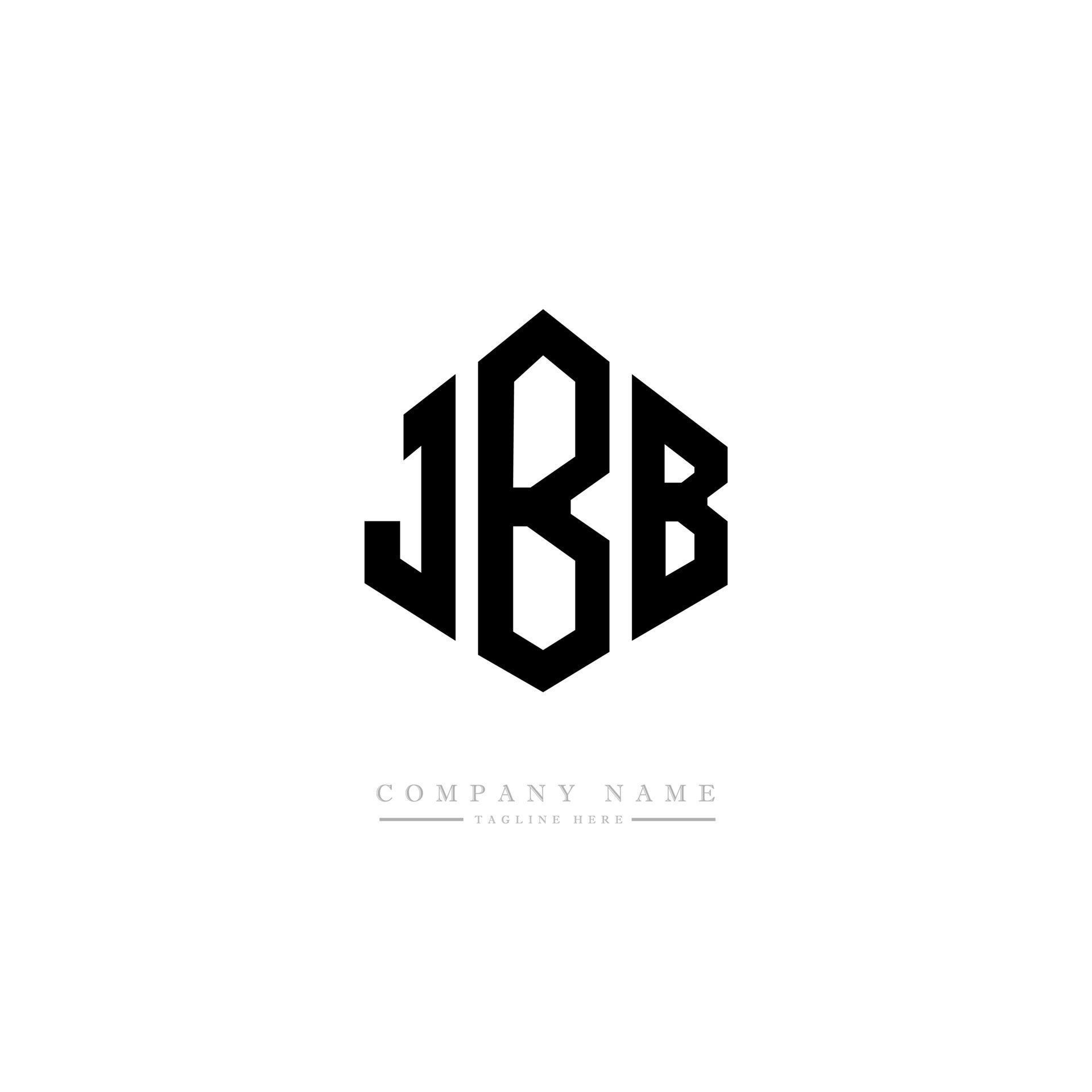 JBB letter logo design with polygon shape. JBB polygon and cube shape