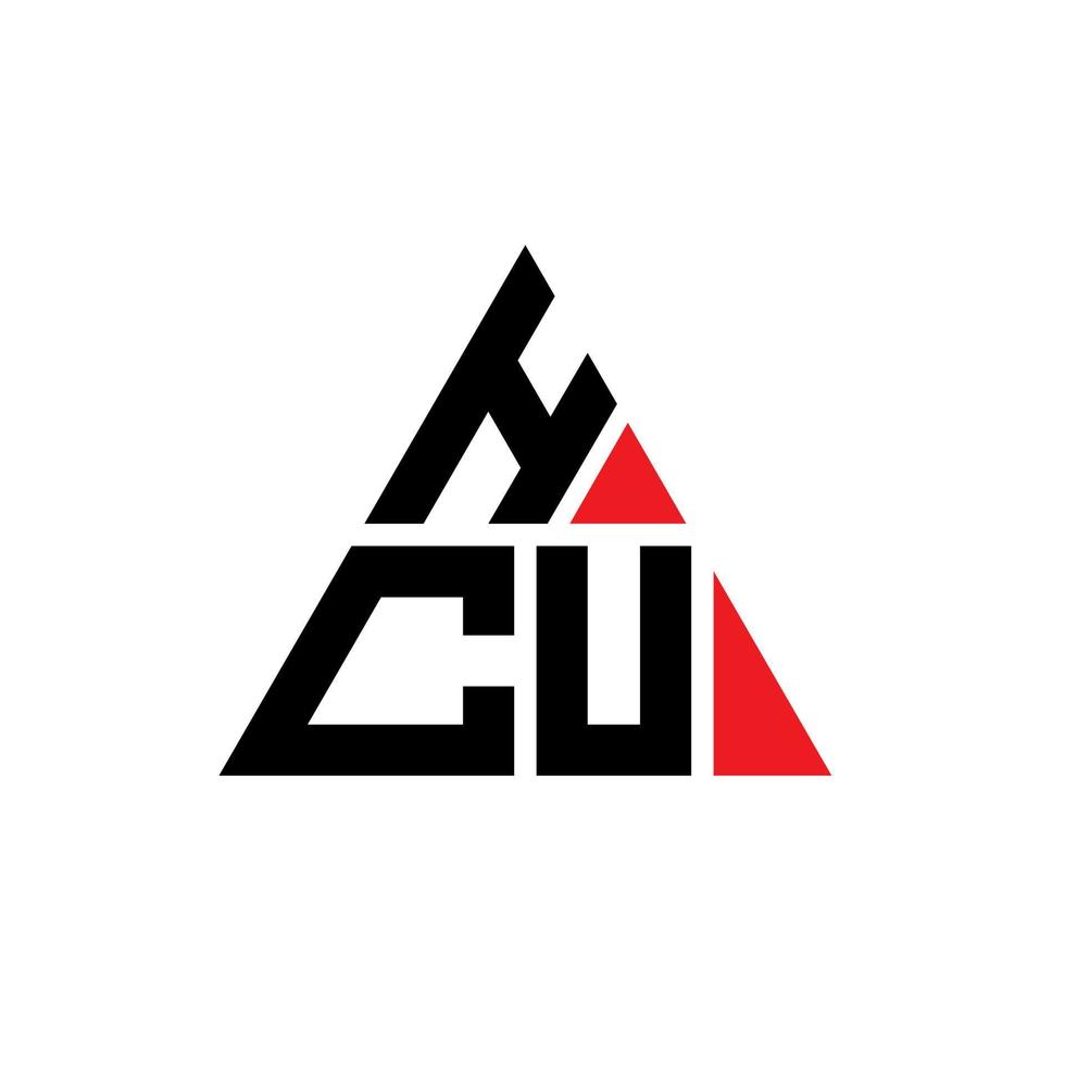 diseño de logotipo de letra triangular hcu con forma de triángulo. monograma de diseño del logotipo del triángulo hcu. plantilla de logotipo de vector de triángulo hcu con color rojo. logotipo triangular hcu logotipo simple, elegante y lujoso.