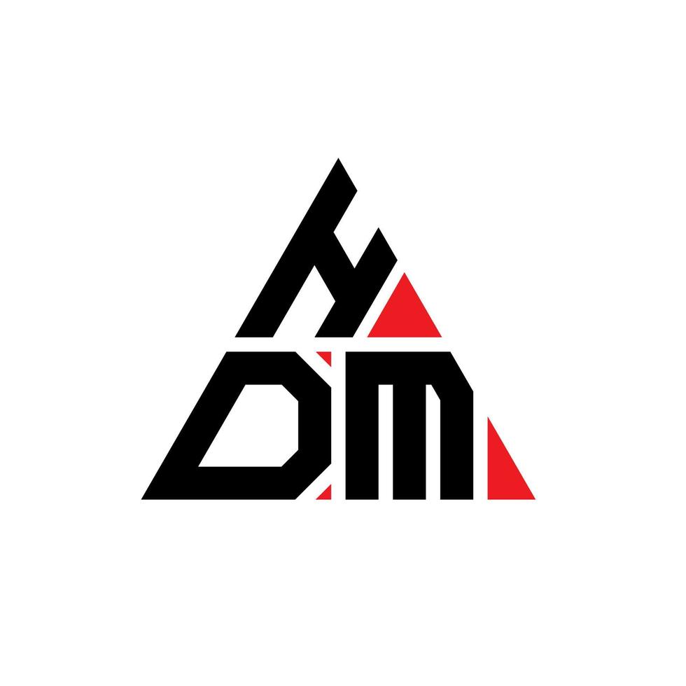 diseño de logotipo de letra de triángulo hdm con forma de triángulo. monograma de diseño de logotipo de triángulo hdm. plantilla de logotipo de vector de triángulo hdm con color rojo. logotipo triangular hdm logotipo simple, elegante y lujoso.