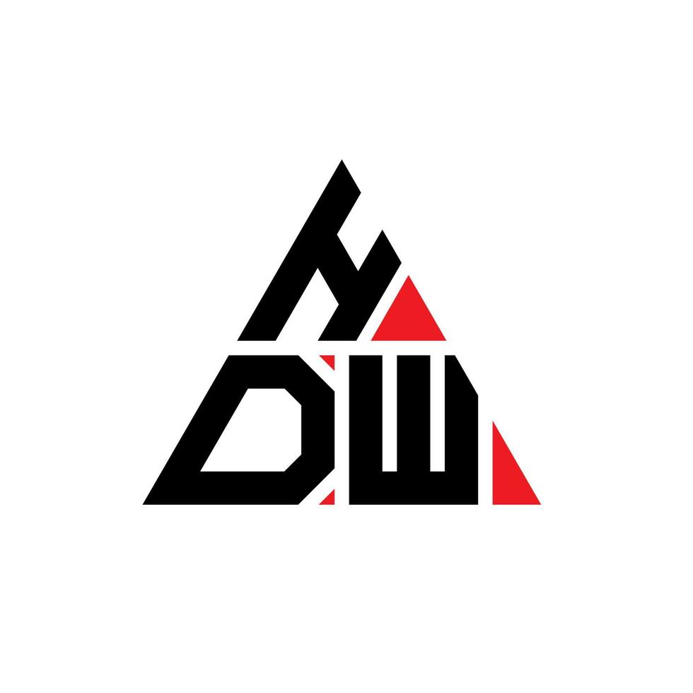 HDW triangle letter logo design with triangle shape. HDW triangle logo design monogram. HDW triangle vector logo template with red color. HDW triangular logo Simple, Elegant, and Luxurious Logo.