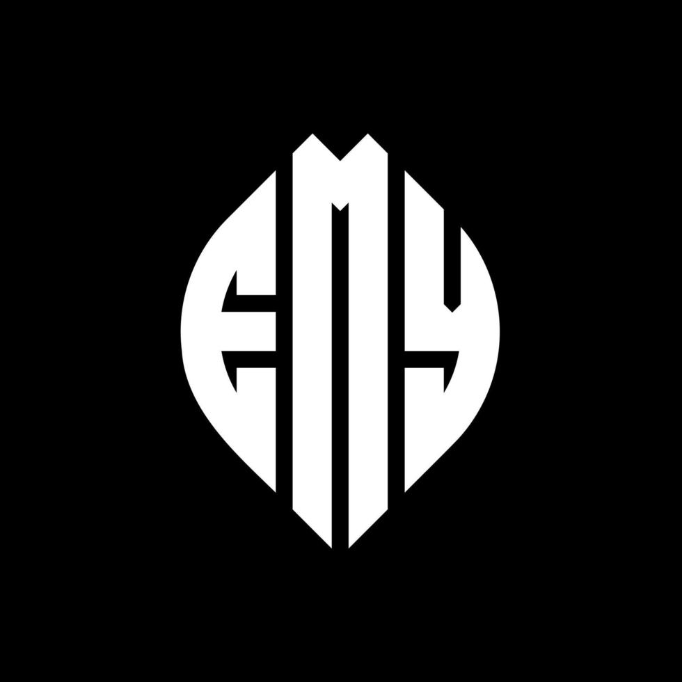 diseño de logotipo de letra de círculo emy con forma de círculo y elipse. emy letras elipses con estilo tipográfico. las tres iniciales forman un logo circular. vector de marca de letra de monograma abstracto del emblema del círculo de emy.