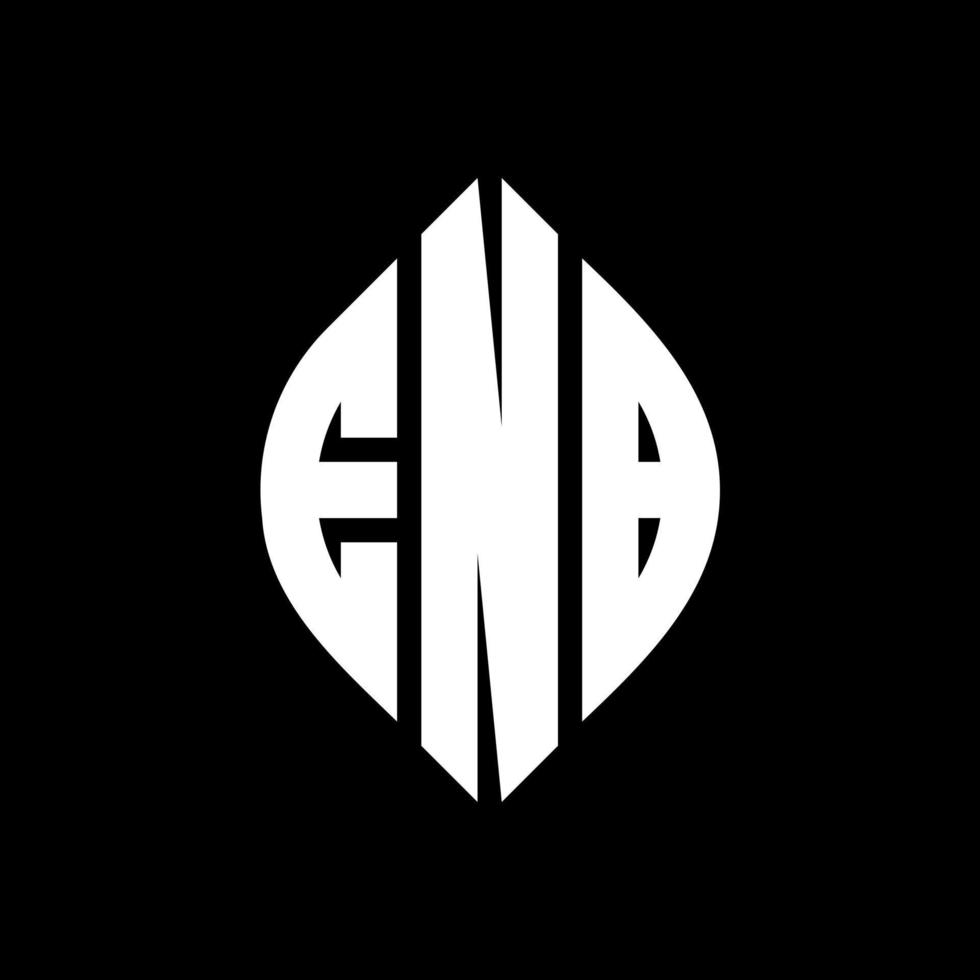 ENB circle letter logo design with circle and ellipse shape. ENB ellipse letters with typographic style. The three initials form a circle logo. ENB Circle Emblem Abstract Monogram Letter Mark Vector. vector