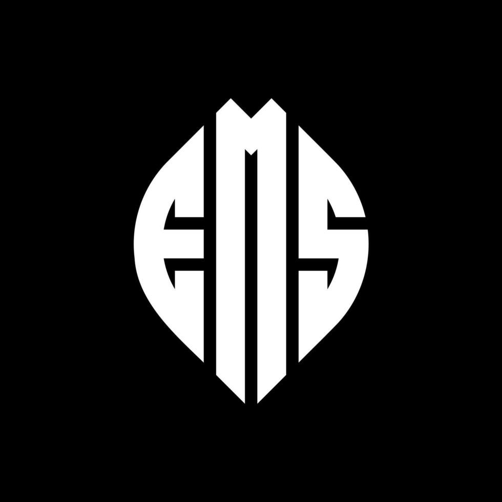 EMS circle letter logo design with circle and ellipse shape. EMS ellipse letters with typographic style. The three initials form a circle logo. EMS Circle Emblem Abstract Monogram Letter Mark Vector. vector