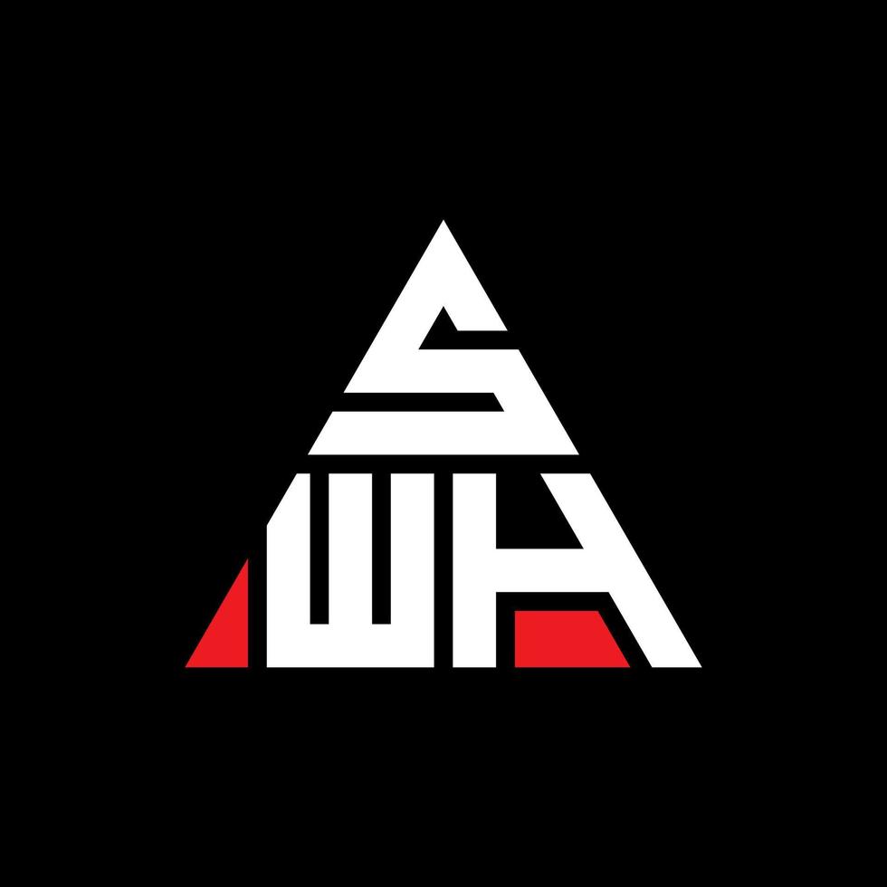 SWH triangle letter logo design with triangle shape. SWH triangle logo design monogram. SWH triangle vector logo template with red color. SWH triangular logo Simple, Elegant, and Luxurious Logo.