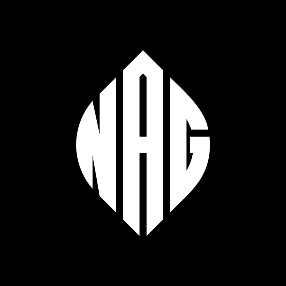 NAG circle letter logo design with circle and ellipse shape. NAG ellipse letters with typographic style. The three initials form a circle logo. NAG Circle Emblem Abstract Monogram Letter Mark Vector. vector