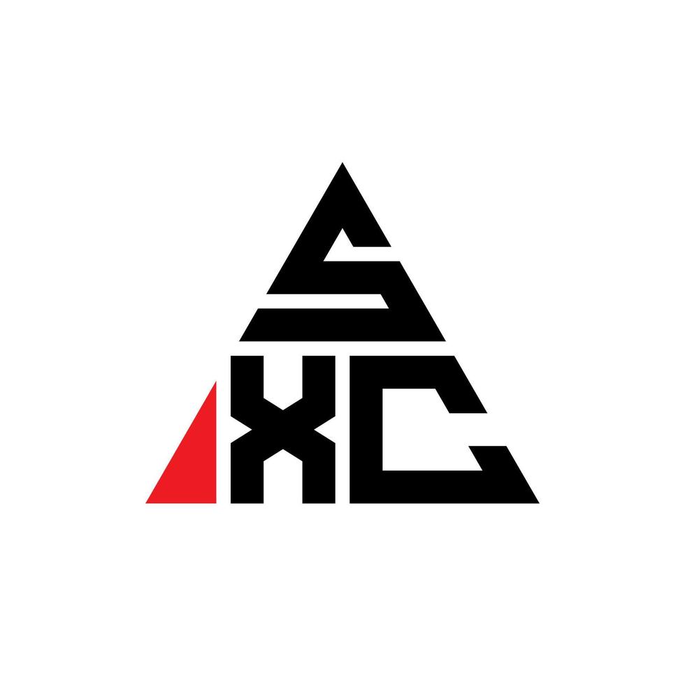 SXC triangle letter logo design with triangle shape. SXC triangle logo design monogram. SXC triangle vector logo template with red color. SXC triangular logo Simple, Elegant, and Luxurious Logo.