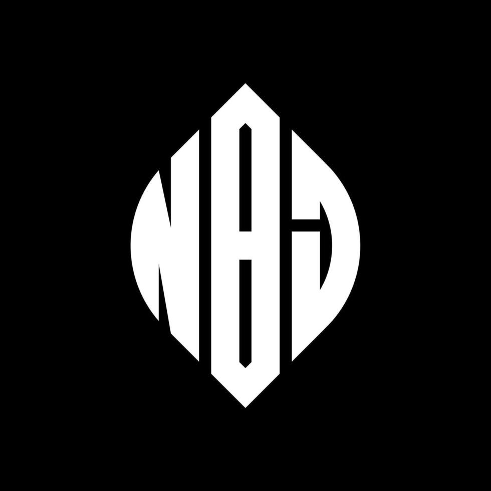 NBJ circle letter logo design with circle and ellipse shape. NBJ ellipse letters with typographic style. The three initials form a circle logo. NBJ Circle Emblem Abstract Monogram Letter Mark Vector. vector